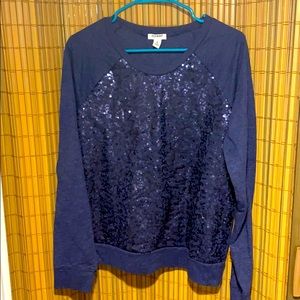 Blue sequin sweatshirt